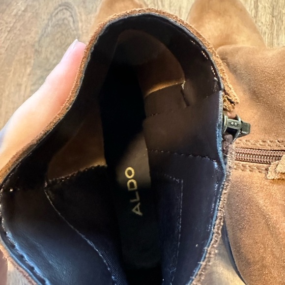 Aldo Womens Ankle Boots Almond Toe Zip Up Block Heels Cowgirl Suede Brown Size 9 - Picture 14 of 14